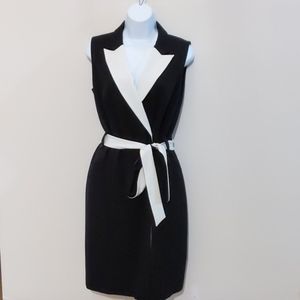 Calvin Klein black and white tie dress.